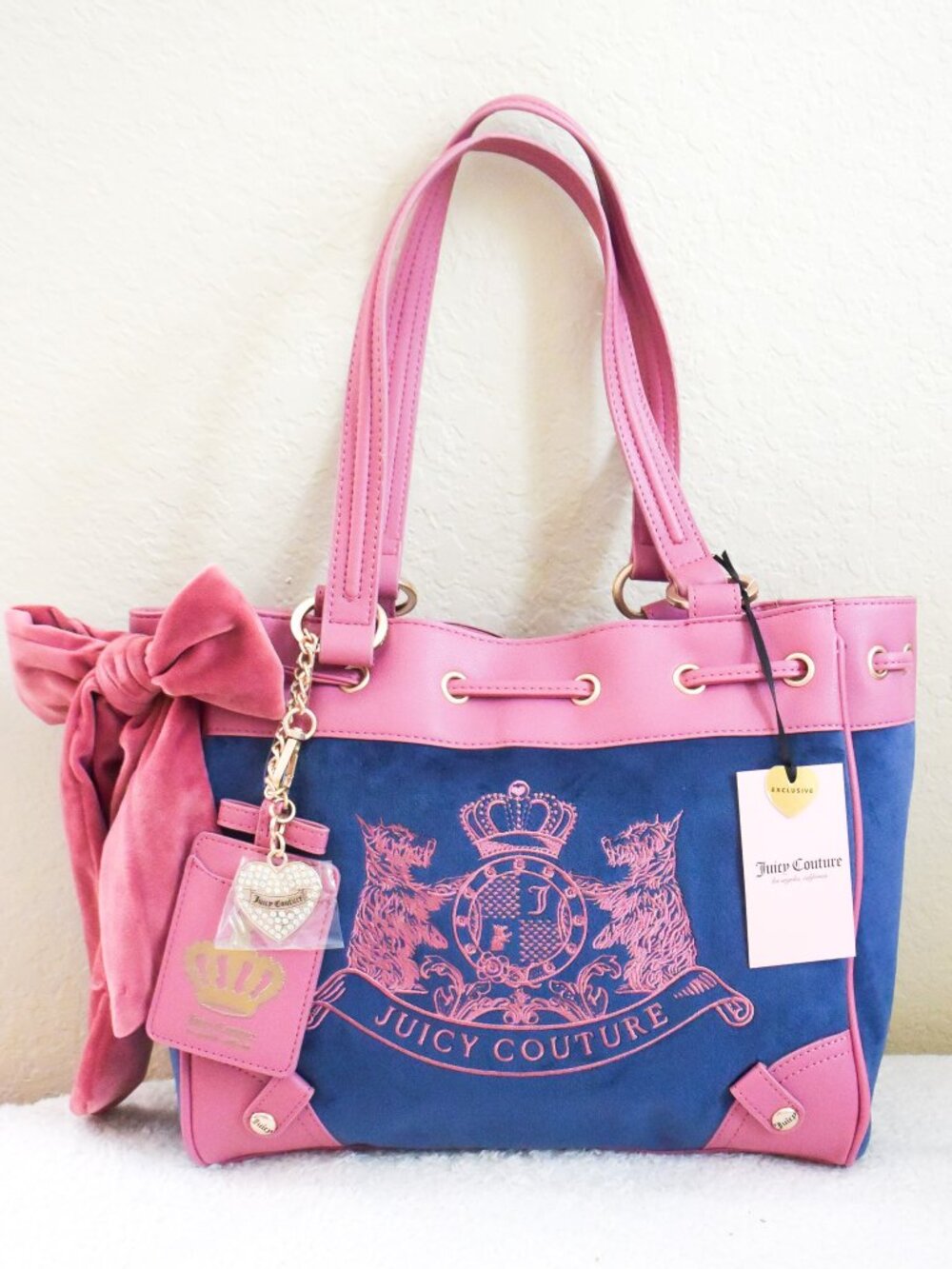 *Juicy Couture* Classic Scottie Dogs Tote/Bag/Purse in Regal Blue/Chateau- NEW!